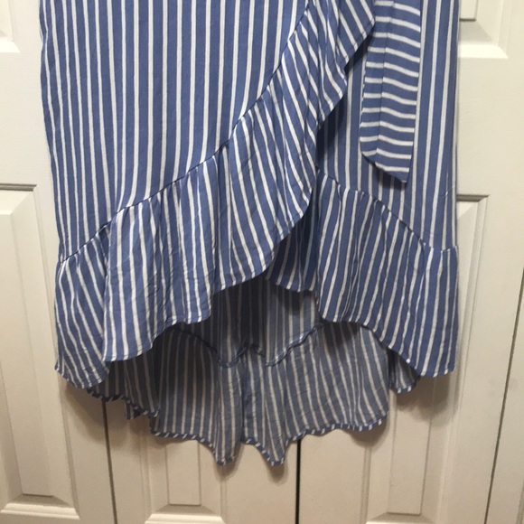 High Low Blue and White Striped Slip Skirt - Picture 3 of 6